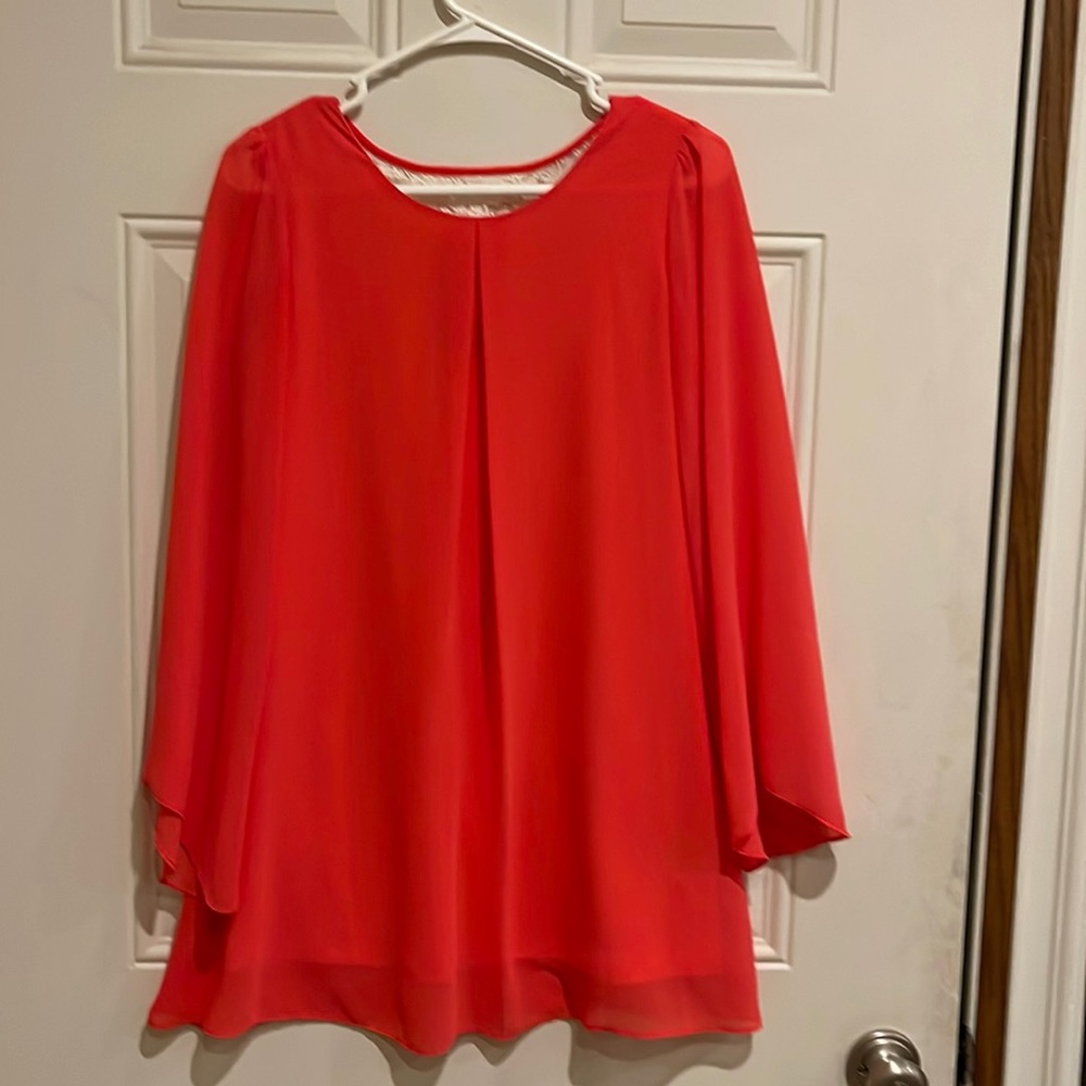Coral Tunic with Lace Detail.  Size 14-Teen